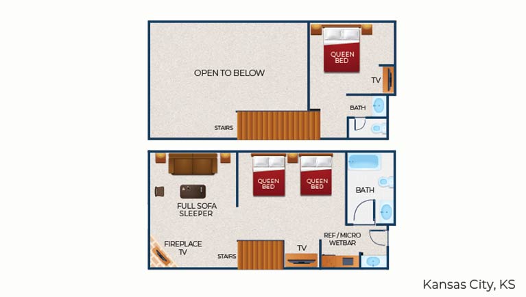 The floor plan for the Loft Fireplace Suite(balcony/patio)